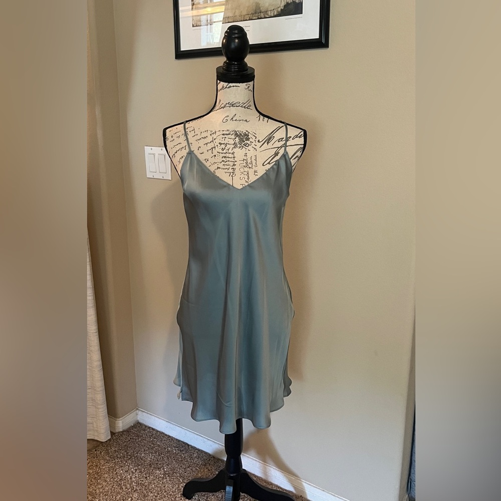 NWT Victoria's Secret Sage Green Embroidered Back Chemise Size M